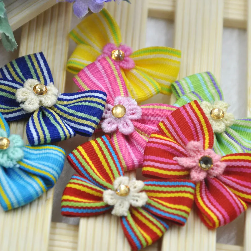 

20PCS Fabric Ribbon Flowers Bows Appliques Wedding Deco Lots Mix Bulk A308