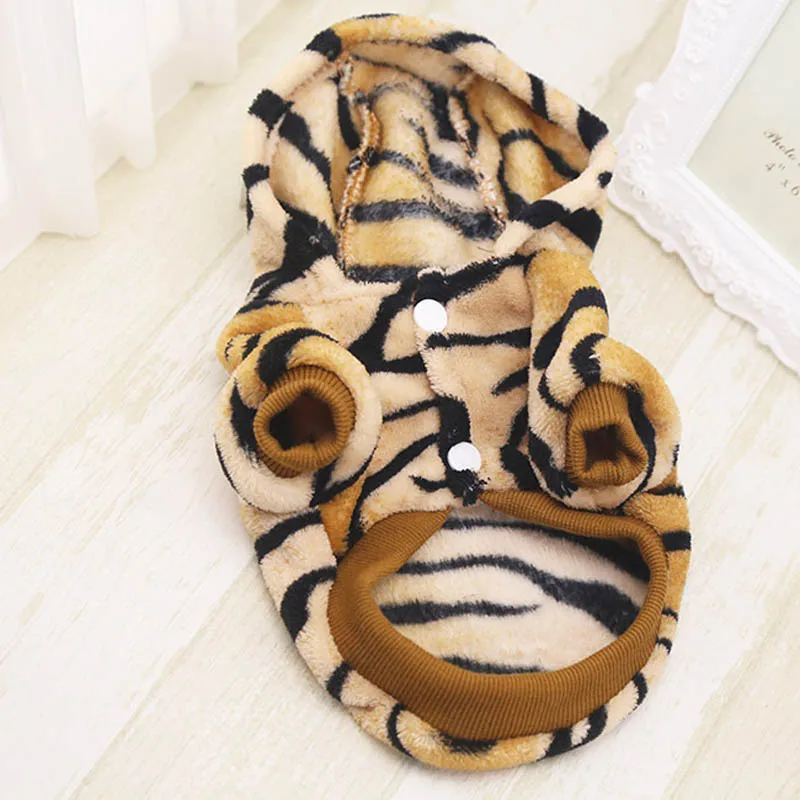 Осенне-зимняя теплая одежда для собак щенков флисовое пальто с милым тигром
