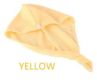 yellow Супер абсорбент для длинных вьющихся волос Полотенце с кнопкой для головы анти-завивка полотенце из микрофибры Тюрбан Твист волос шапка путешествия полотенце s - Цвет: yellow