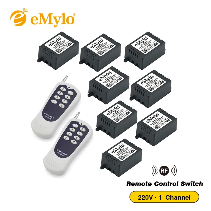 EMylo AC 1000 в 433 Вт Мгновенный переключатель передатчик 8X1 канал реле МГц RF умный