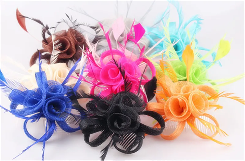 21 Цвета женские свадебные украшения для волос аксессуары Fascinator Sinamay и головной