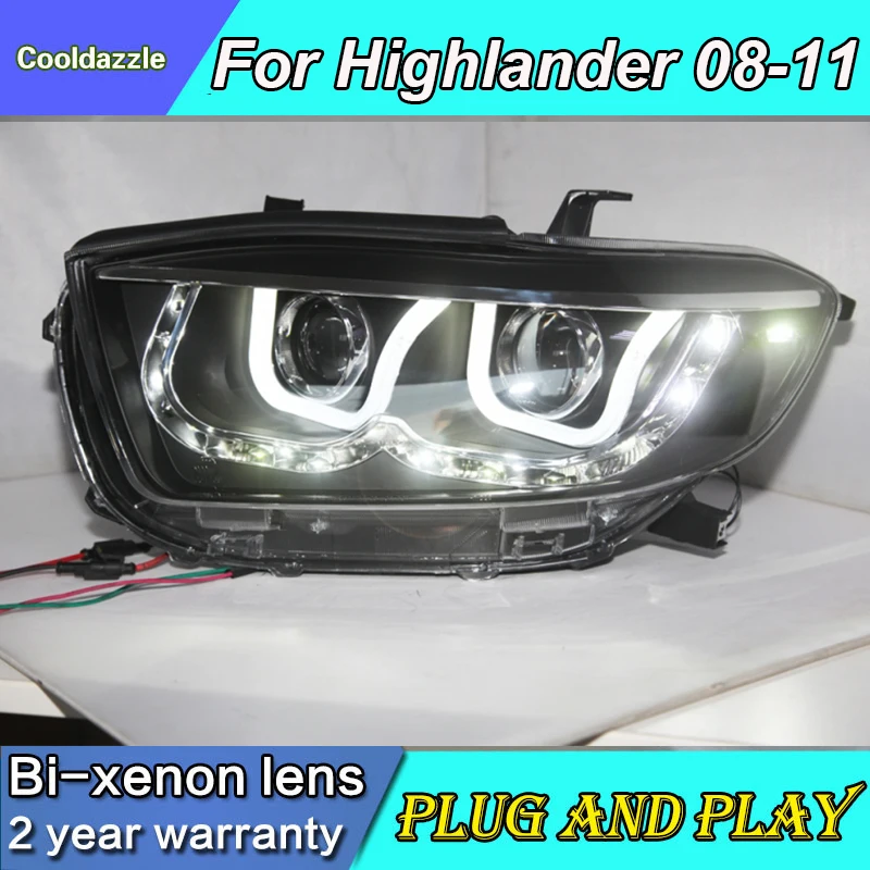 Для TOYOTA Highlander светодиодный ные фары 2008 2009 2010 2012 года передние лампы с объективом