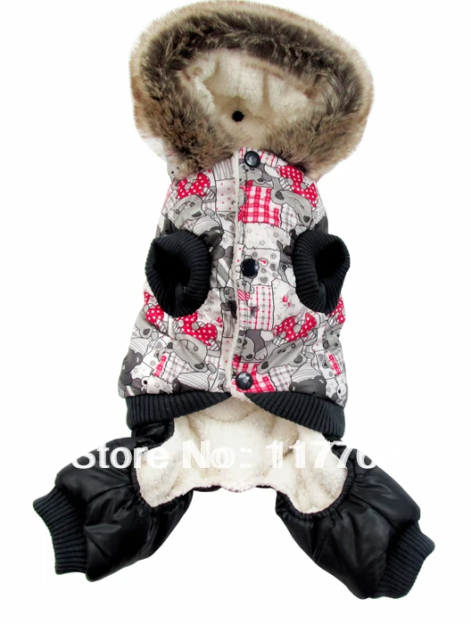 Новое поступление серая зимняя куртка для собаки с принтом медведя Бесплатная