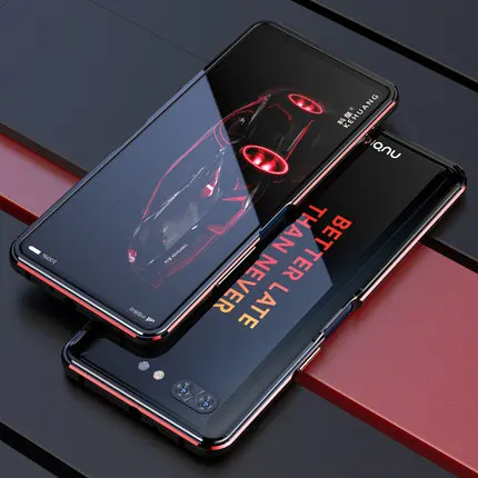 Модный металлический чехол для zte Nubia X с двойным экраном, металлическая рамка для телефона, чехол для zte Nubia X, чехол s, чехол - Цвет: red and black