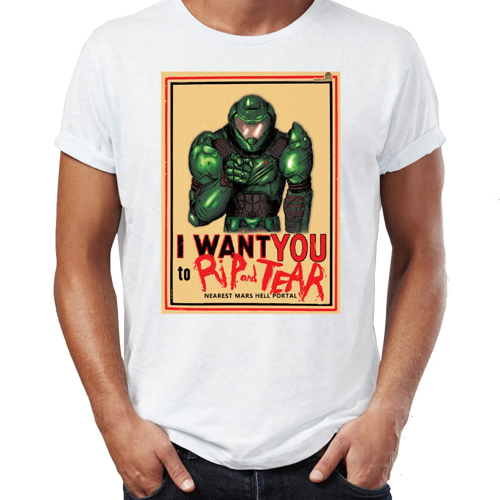 Мужская футболка с надписью Doom Guy Want You To Rip and Tear Gaming Gamer потрясающая Футболка