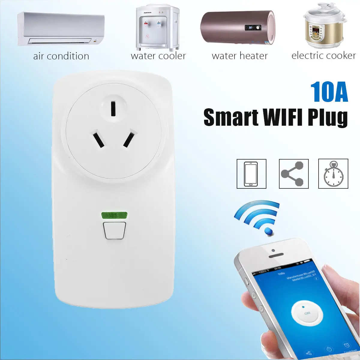 Экономичный Wi Fi Смарт AU Plug розетка приложение для Amazon ECHO ALEXA GOOGLE HOME 10A (AU PLUG) Прямая