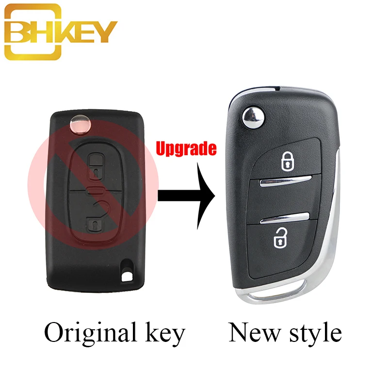 BHKEY 2 кнопки Новое на застежке с отделением для салона автомобиля корпус ключа