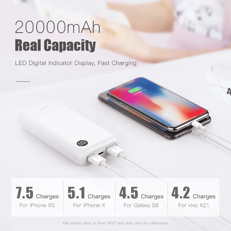 Внешний аккумулятор WST на 20000 мА · ч с двумя USB портами|Внешние аккумуляторы| |