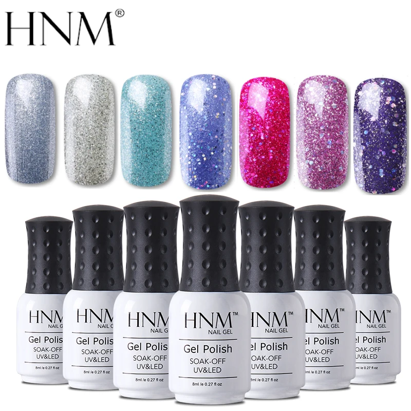 Блестящий УФ гель для ногтей HNM 8 мл долговечный полуперманентный эмалированный