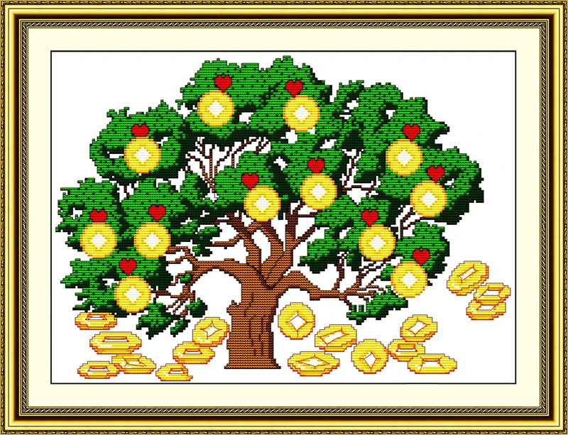 Money tree (2) Набор для вышивки крестиком Печать холст Вышивка Сделай Сам ручная