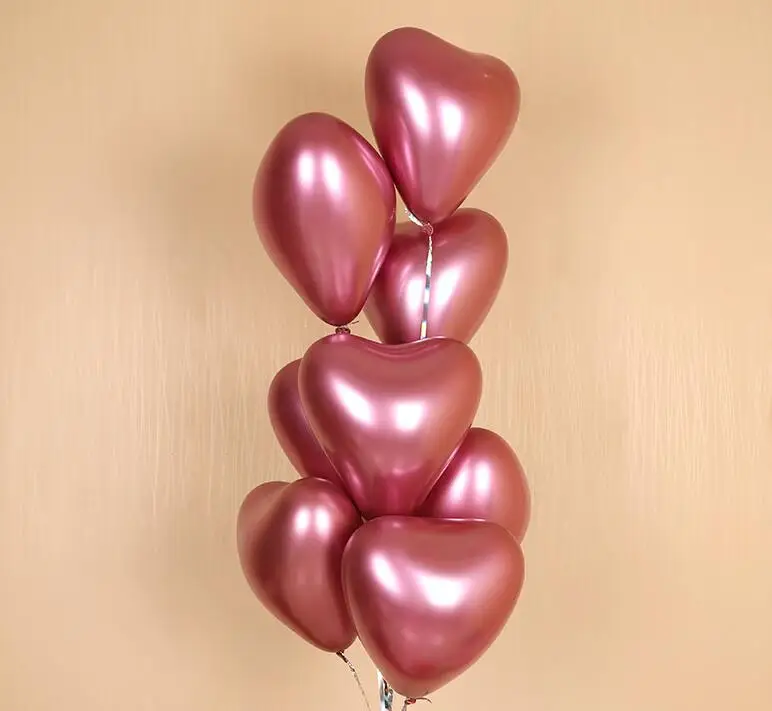 Rose 10 шт 12 дюймовые металлические шары золотые, серебряные, красные, винные, фиолетовые круглые шары из латекса для детского дня рождения, свадьбы, вечеринки, украшения для детей - Цвет: Rose