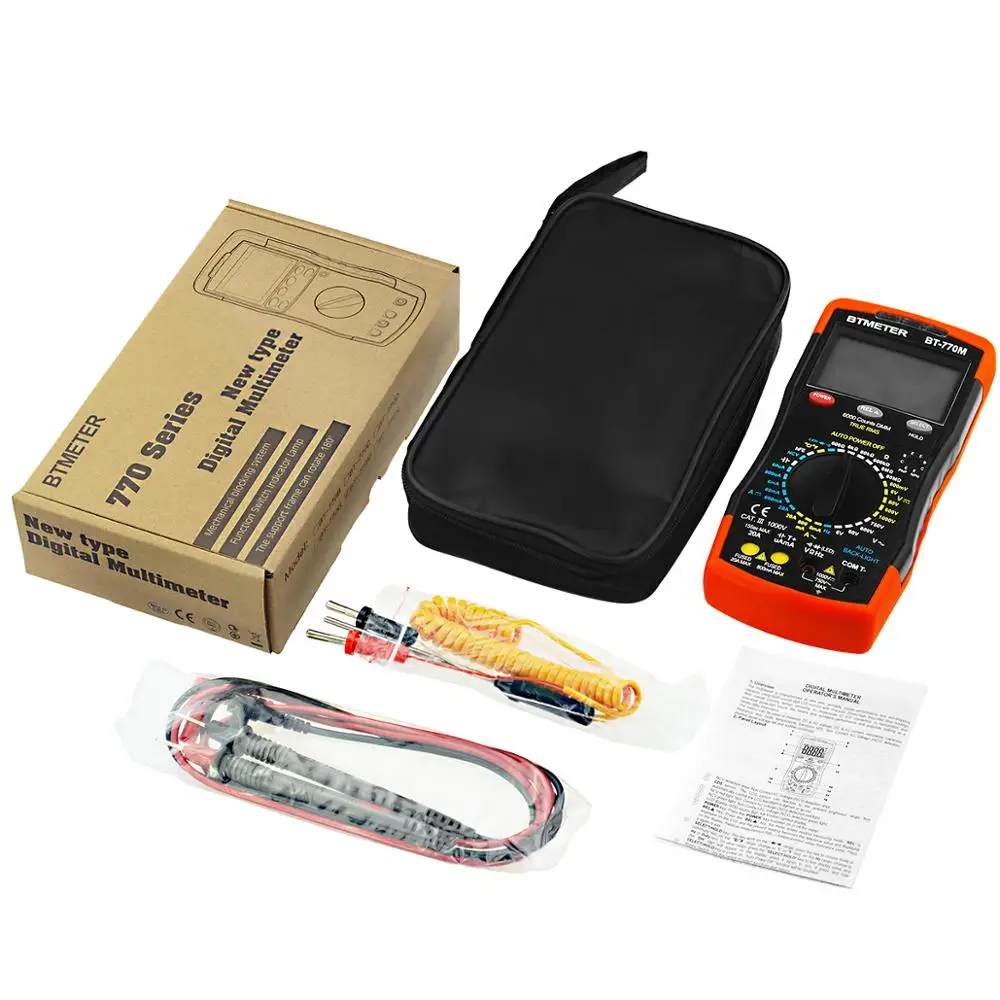 BTMETER BT-770M мультиметр Универсальный измеритель 6000 количество, NCV, диод, AC& DC напряжение, AC& DC ток, сопротивление, емкость