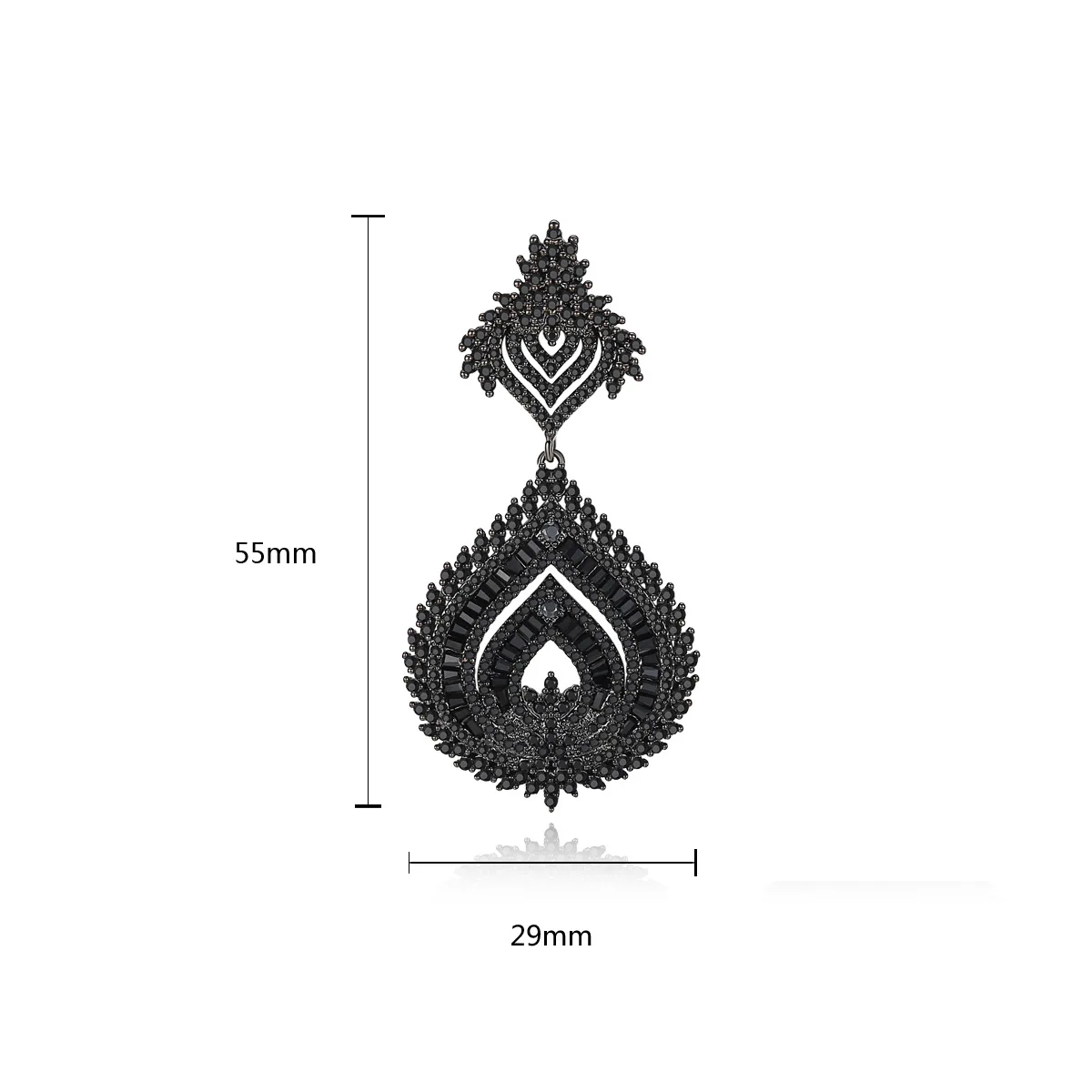 Модные очаровательные черные кубические циркониевые длинные висячие серьги в