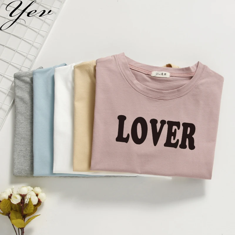 Новинка 2018 летняя мода 100% хлопок женская футболка с принтом LOVER укороченный топ
