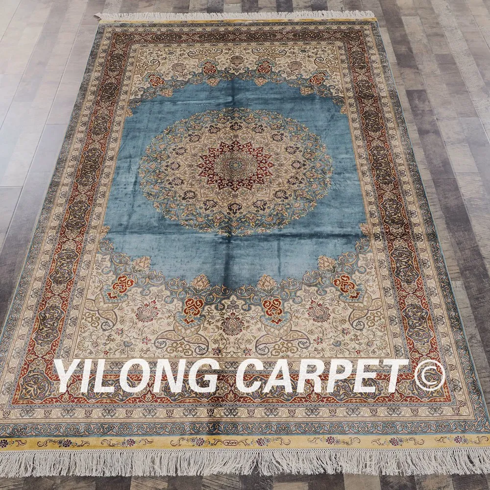 Yilong 5'x8' турецкие узелки персидский шелк дома ручной работы африканские ковры