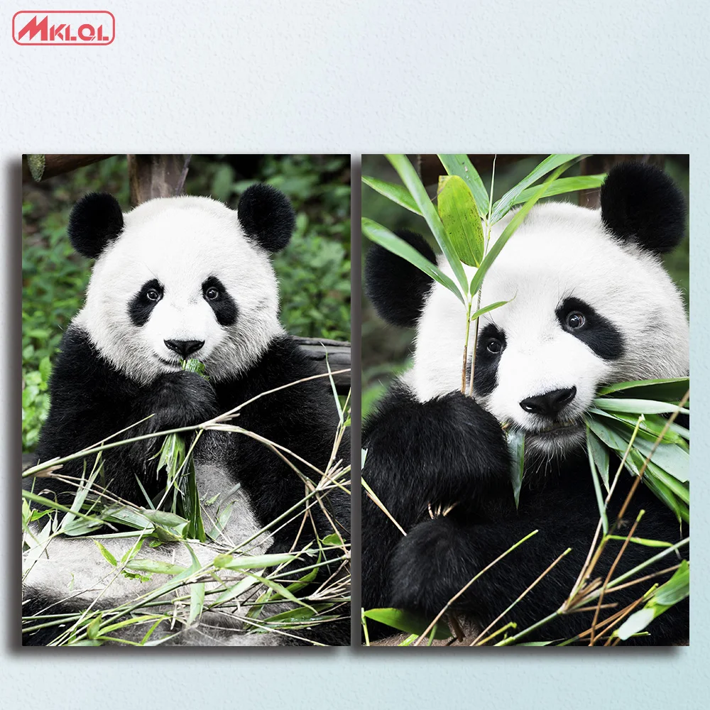 

Мода 2 шт./компл. Картина маслом «гигантская панда», домашний декор на холсте, современное настенное искусство, печать на холсте, постер, Карт...