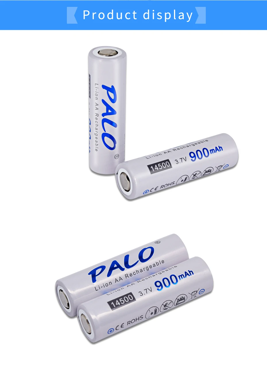 PALO 3,7 V 14500 литий-ионная литиевая аккумуляторная батарея 2a batteria 900mAh с умным зарядным устройством для AA AAA 18650 14500 16350 и т. Д