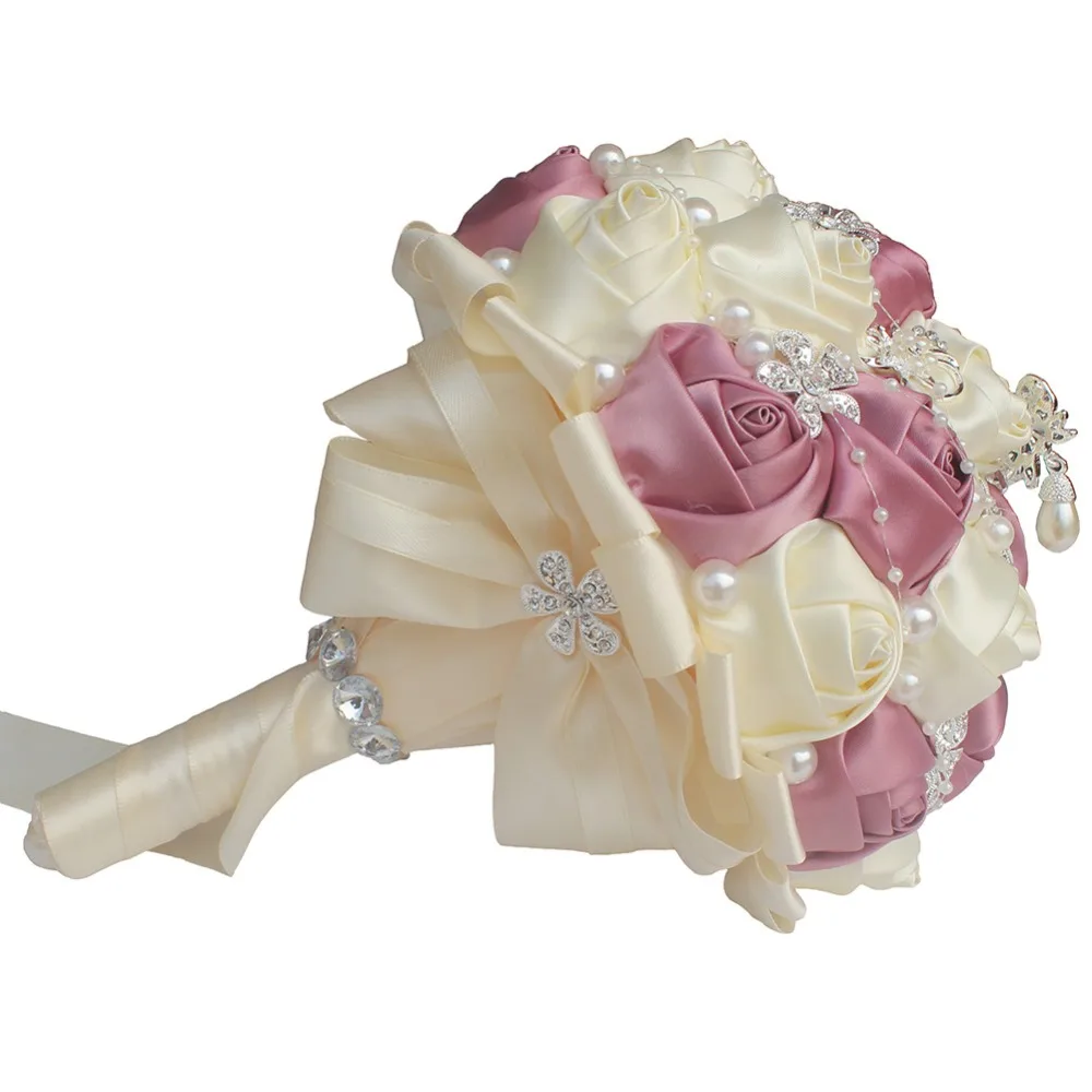 Элегантные искусственные атласные Королевская Синяя Роза свадебные букеты с