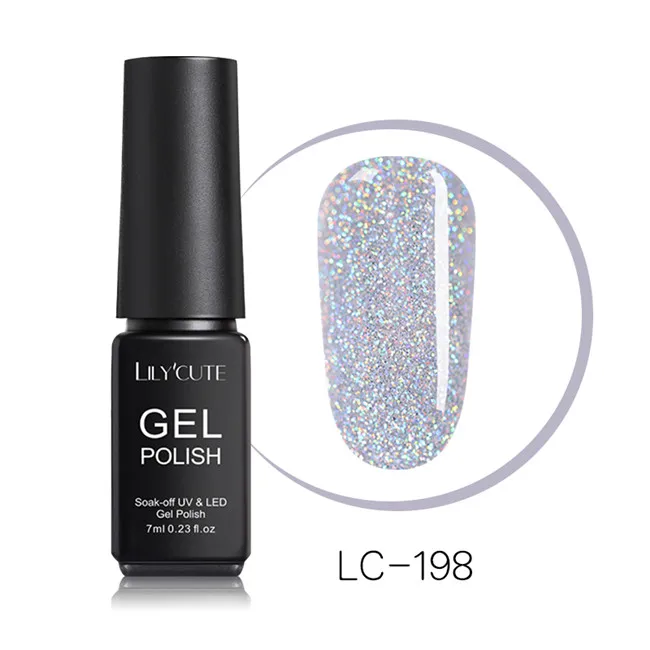 LC-198 LILYCUTE 7ml Nude Glitter Gel Nail Polish Shimmer Pink Purple Soak Off UV LED Gel Polish Varnish Nail Art Lacquer - Цвет: LC-198