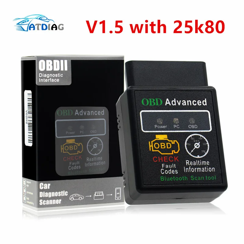HHOBD чип 25K80 версия 2018 ELM327 HH OBD Расширенный OBDII OBD2 bluetooth мини Авто CAN беспроводной