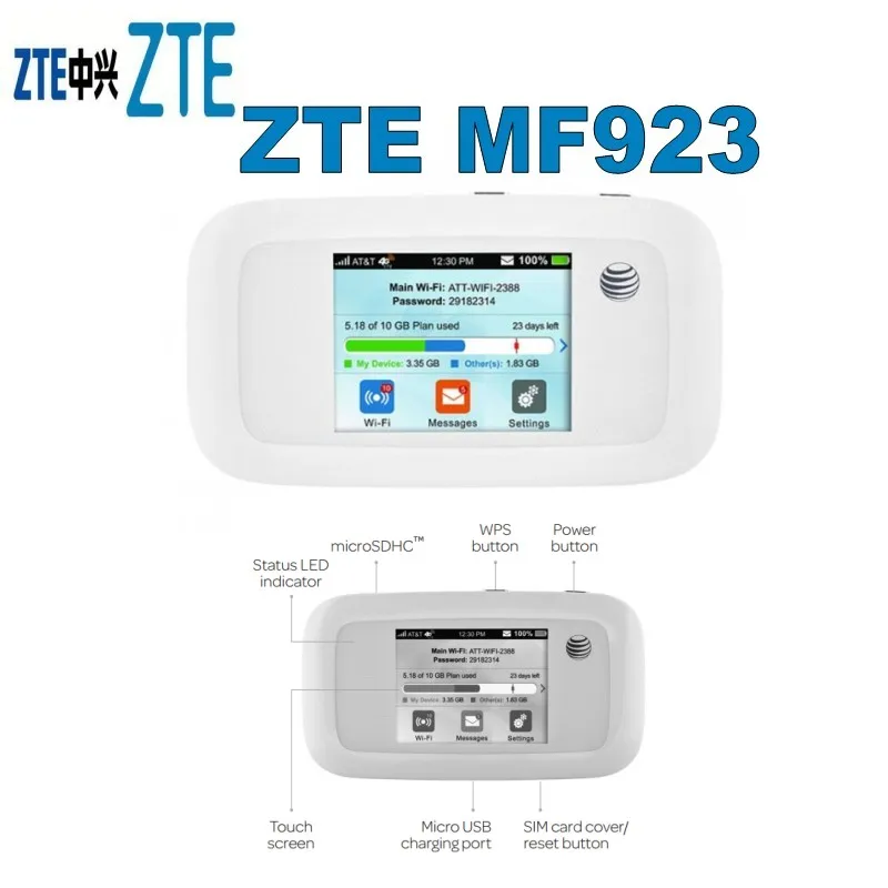 Разблокированная Мобильная точка доступа ZTE MF923 (AT&T Speed) 4G LTE|4g wifi pocket router|pocket routerwifi