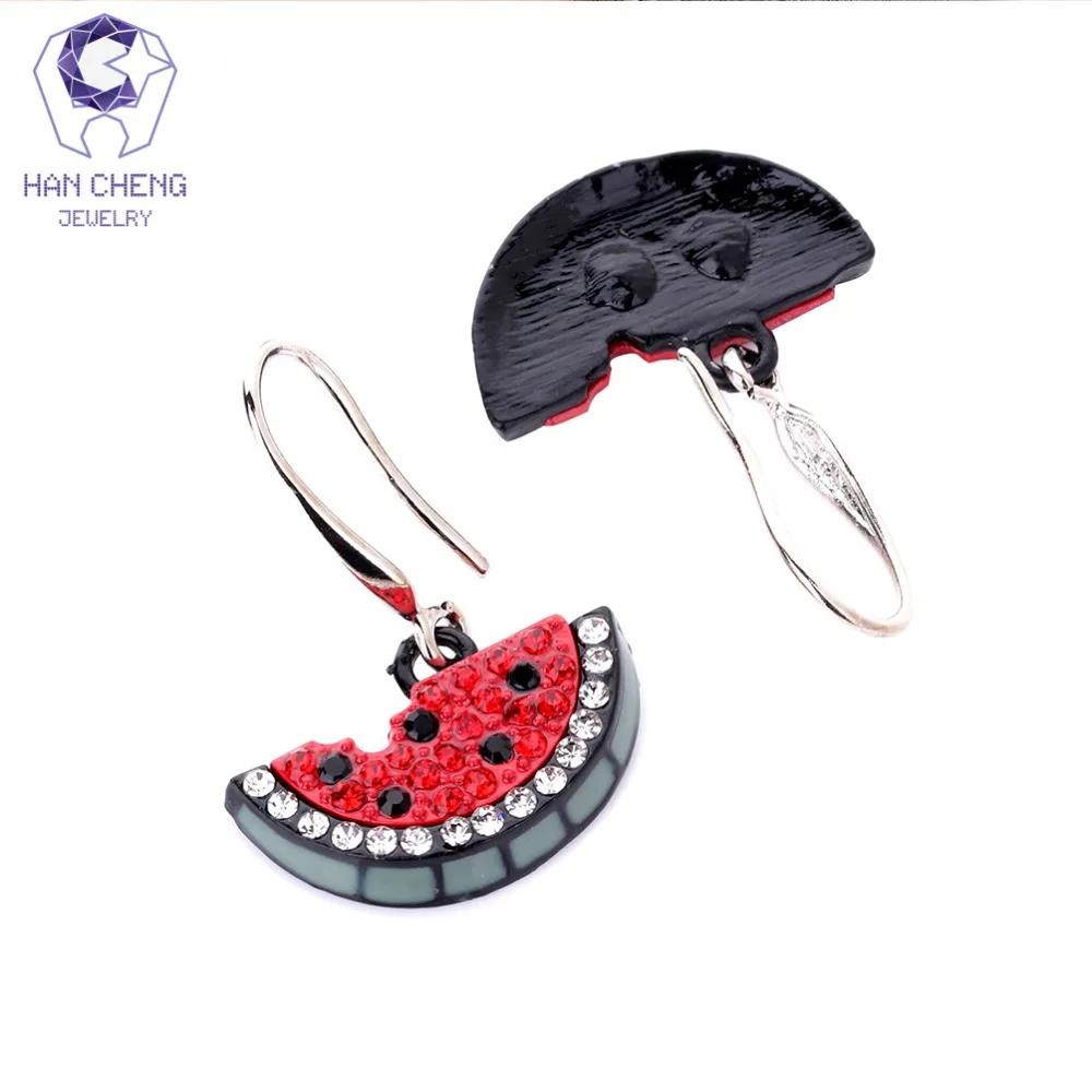 HanCheng Новая мода посеребренный арбуз висячий крючок Циркон Серьги с драгоценными