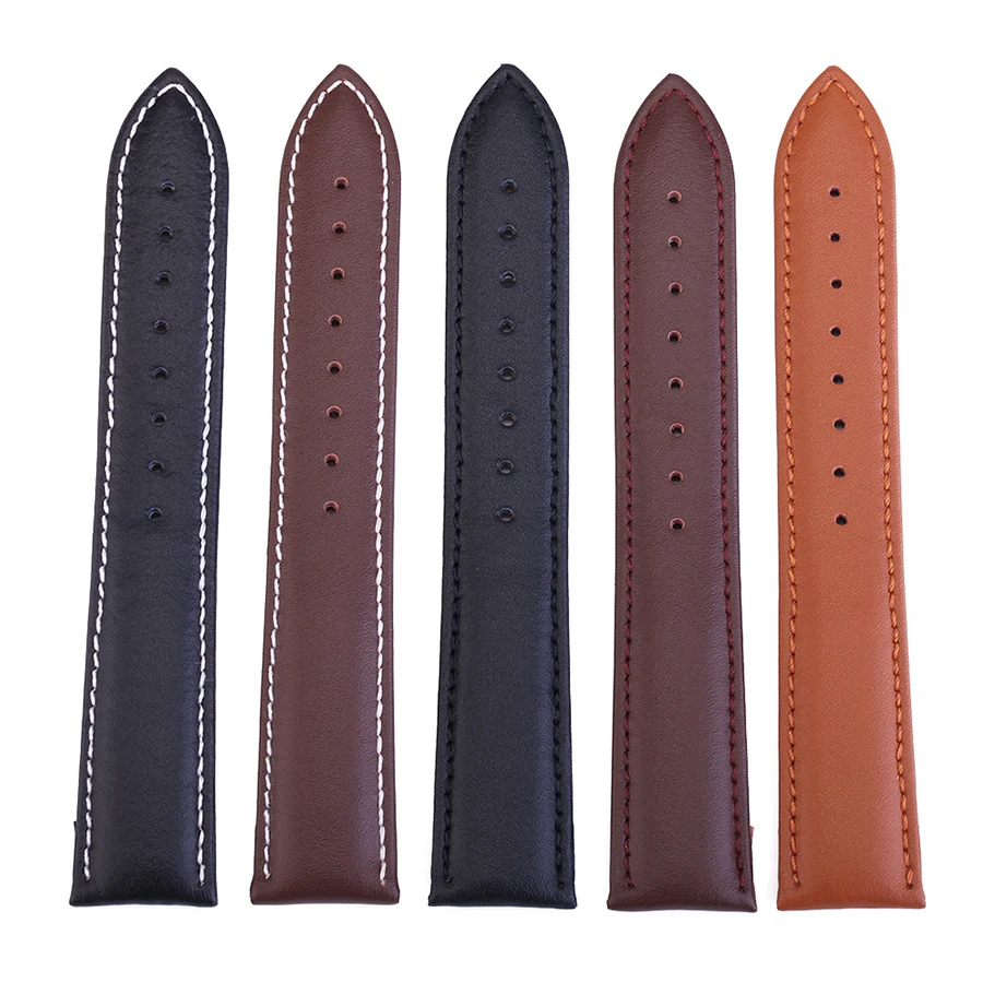 Vintage Cow Leather Watchband 14mm 16mm 18mm 19mm 20mm 22mm 24 mm Wristbands Steel Buckle With Tools Watch Accessories