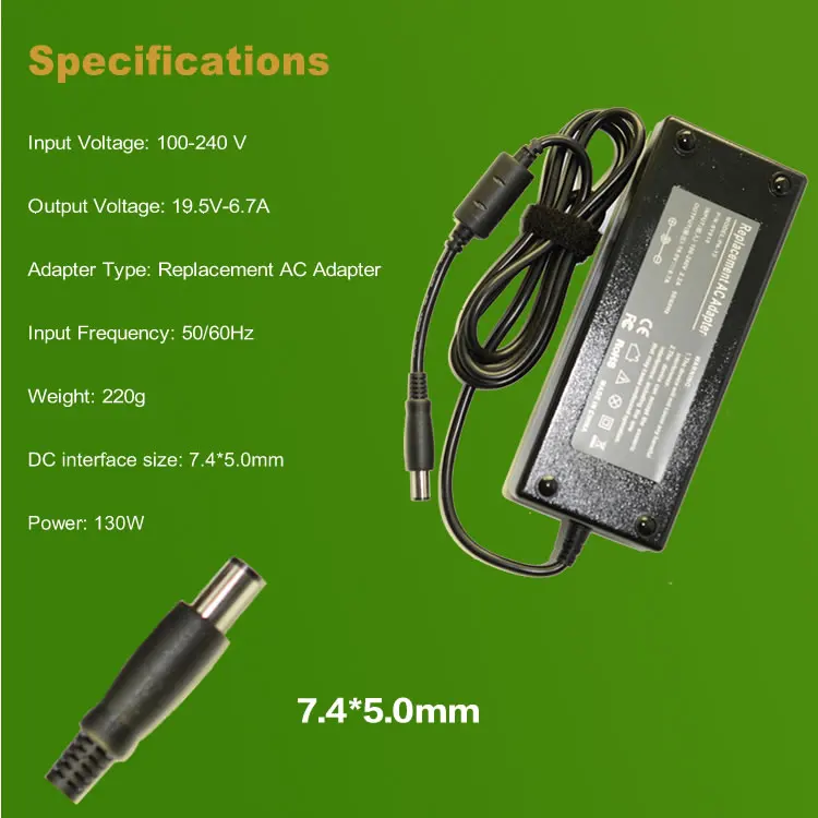 19 5 V 6.7A 7 4 * 5.0MM130W Замена для Dell XPS 14 L401X 15 L501X L502x 17 L701X L702X M170 M2010 адаптер переменного