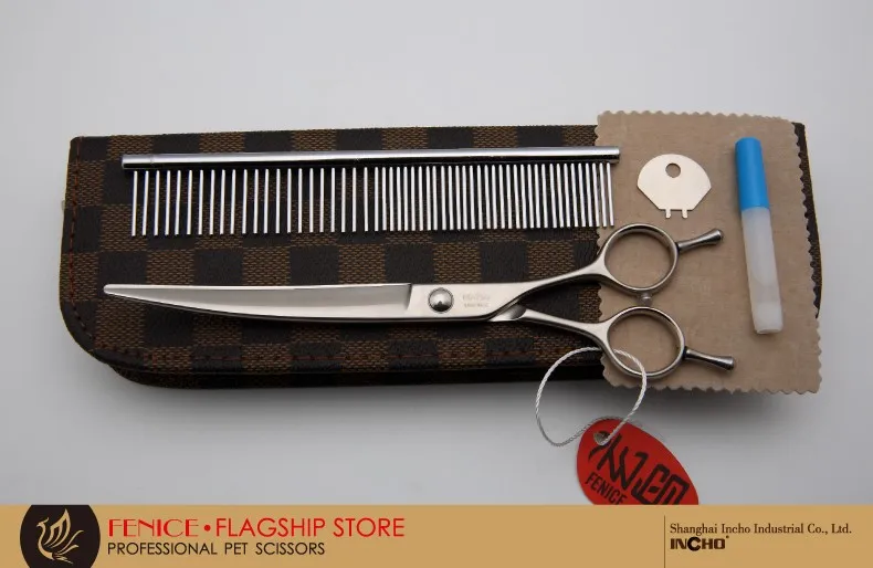 Fenice изогнутые ножницы для ухода за собаками 7,0 7,5 дюймов Япония 440c Нержавеющая сталь специфические углы 30 градусов идеальные ножницы