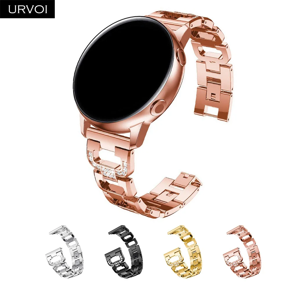 URVOI link браслет для Galaxy Watch Active 42 46 мм D стильный браслет из нержавеющей стали манжета сложить над застежкой Циркон быстроразъемные контакты