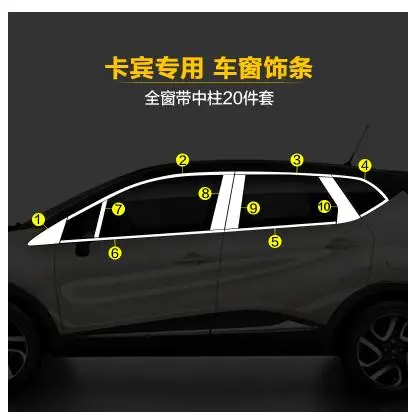 Нержавеющая сталь украшение для стекла автомобиля статья Chorme автомобиля интимные аксессуары для Renault Captur