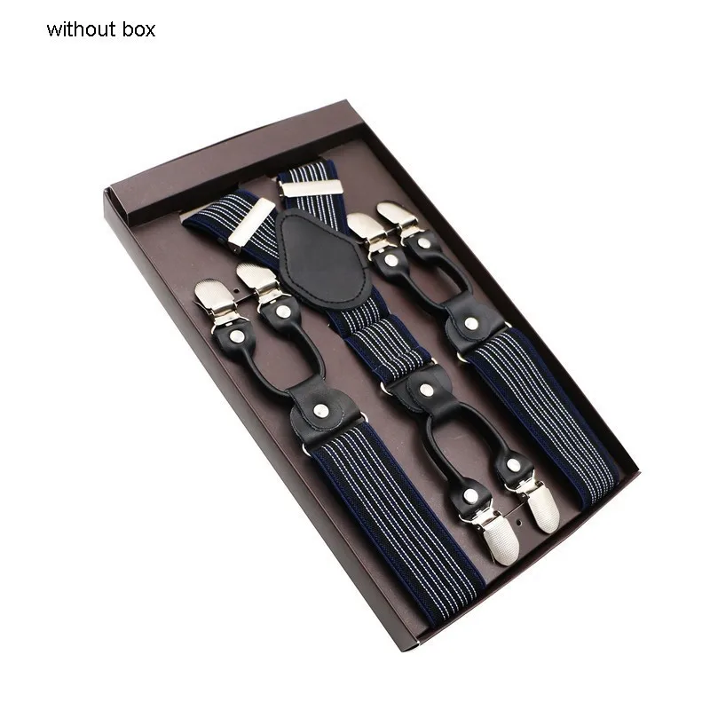 16 Black Real Leather 6 Clips Suspenders Braces Vintage Casual Suspensorio Tirante Trousers Strap Bretele Dad/Husband's Gift - Цвет: 16