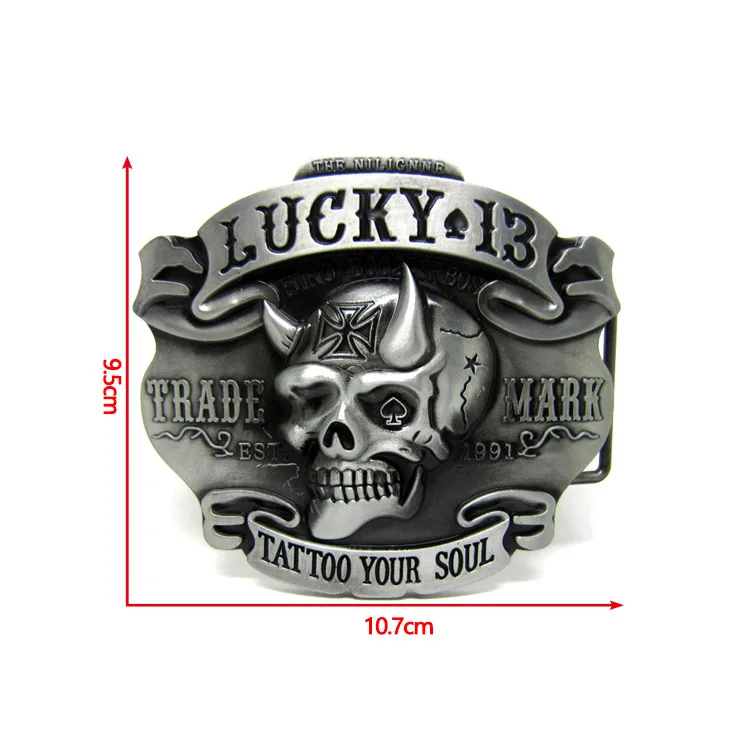 Новый дизайн пряжка для ремня Lucky 13 с черепом мужчин аксессуары джинсов
