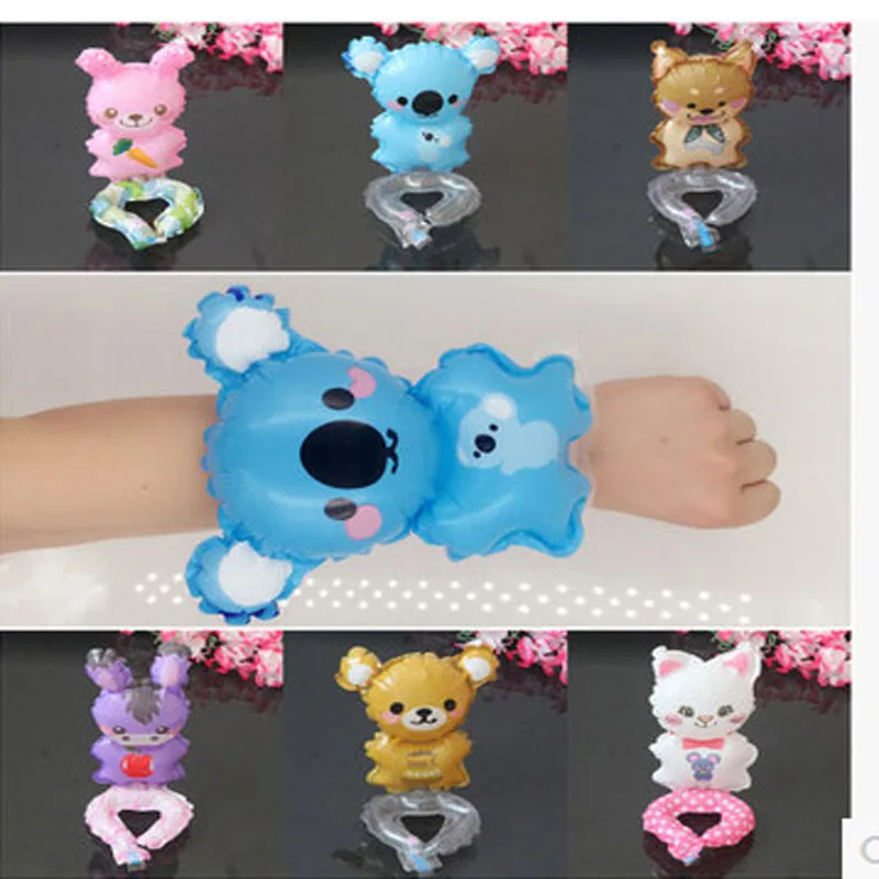 

20pcs free shipping Inflatable Ring Toys Cartoon Air Balloon Children Wrist Rings toys Kid birthday party wedding decoration