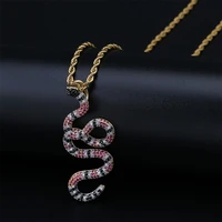 ice zircon colored zircon snake shaped hip hop pendant mens new accessories necklace