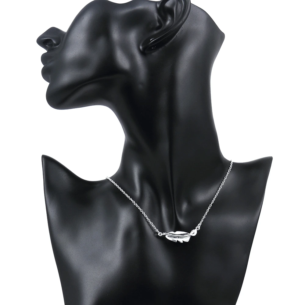 Стерлинговый кулон Серебряный листок модное женское простое ожерелье 925