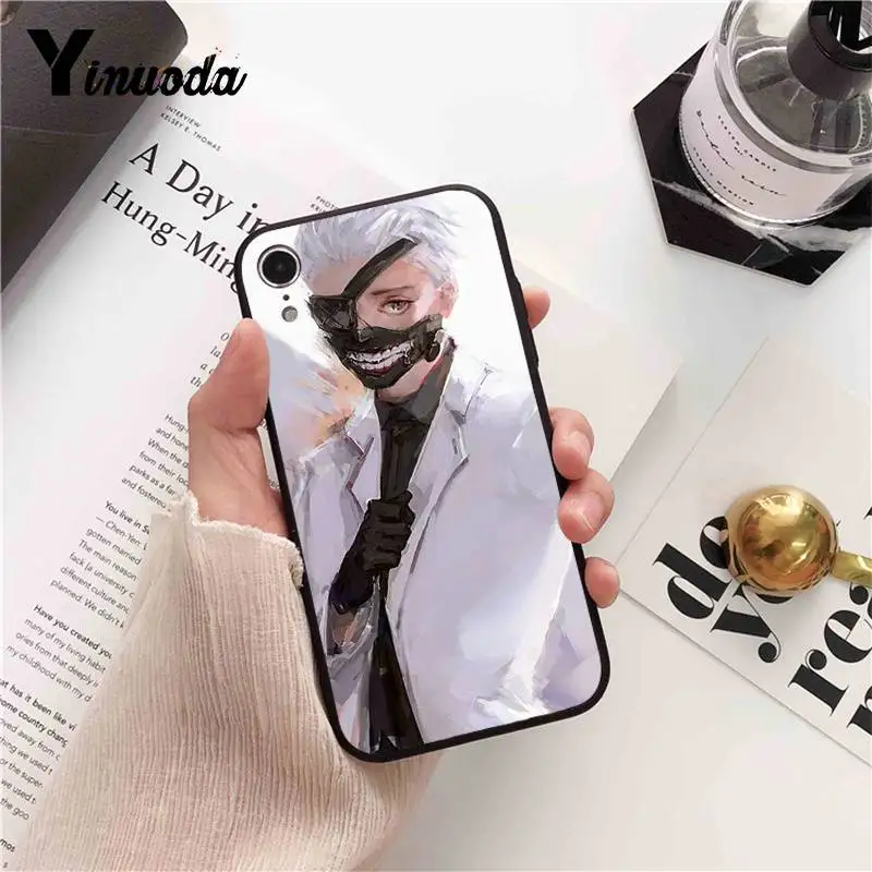 Yinuoda Японский Аниме Tokyo Ghoul силиконовый чехол для телефона iPhone 6S 6plus 7 7plus 8 8Plus X Xs MAX 5