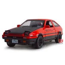 Горячая 1:28 модель автомобиля из сплава начальный D AE86 аниме мультфильм Форсаж с вытягиванием назад звуковой светильник для мальчика игрушки автомобиль Рождественский подарок - Цвет: red and black opp
