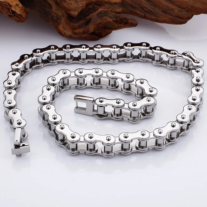 

High Quatity Fashion Cool Men Bike Chain Bracelet Color Stainless Steel Link Bicycle Bike Chain Necklace Jewelry 55cm