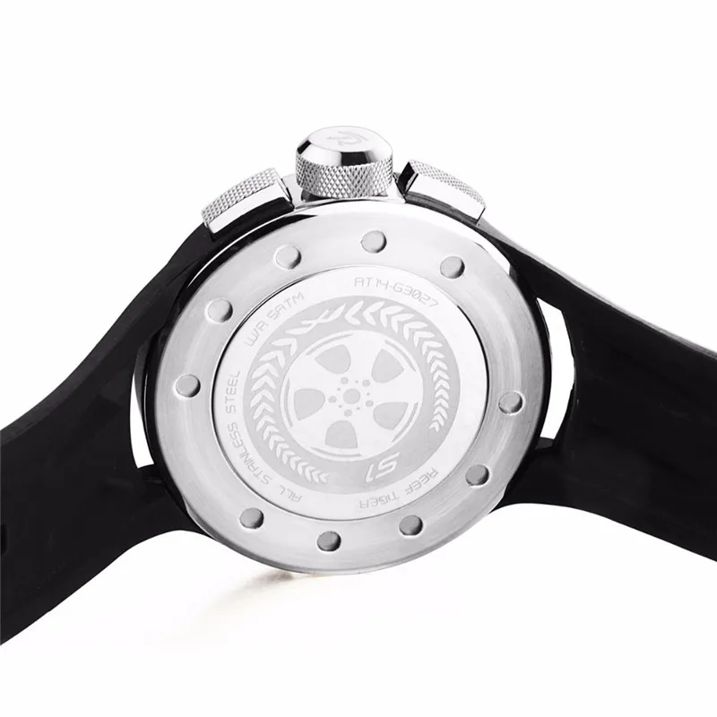 Reef Tiger мужские часы, кварцевые брендовые бизнес часы с хронографом, роскошные резиновые водонепроницаемые часы, мужские спортивные часы reloj rombre RGA3027