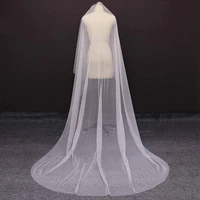 new long ivory tulle wedding veil with black dot cover face 3m one layer bridal veil without comb velo novia
