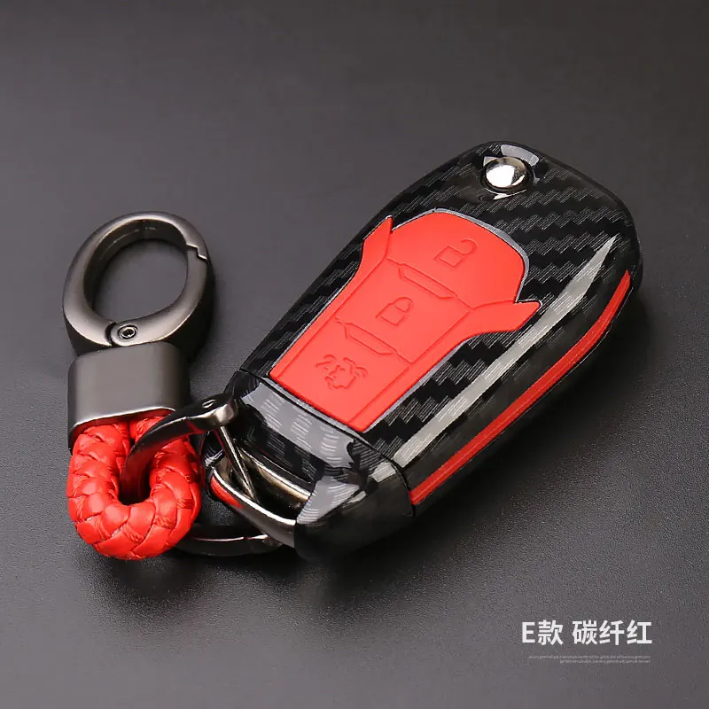 E Model Carbon Red Чехол для ключей из углеродного волокна для Ford Fiesta Focus 3 4 MK3 MK4 Mondeo Ecosport Kuga Focus ST - Название цвета: E Model Carbon Red