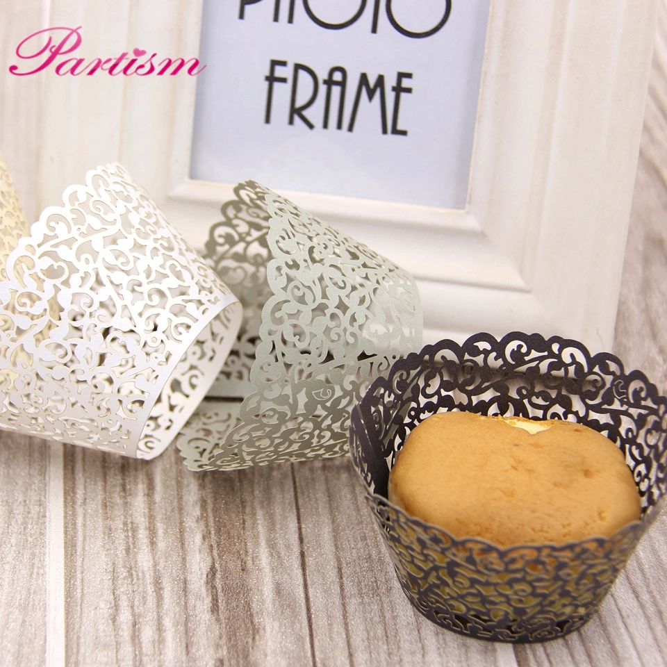 50 шт. маленькая лоза кружевная лазерная резка обертка для кексов форма
