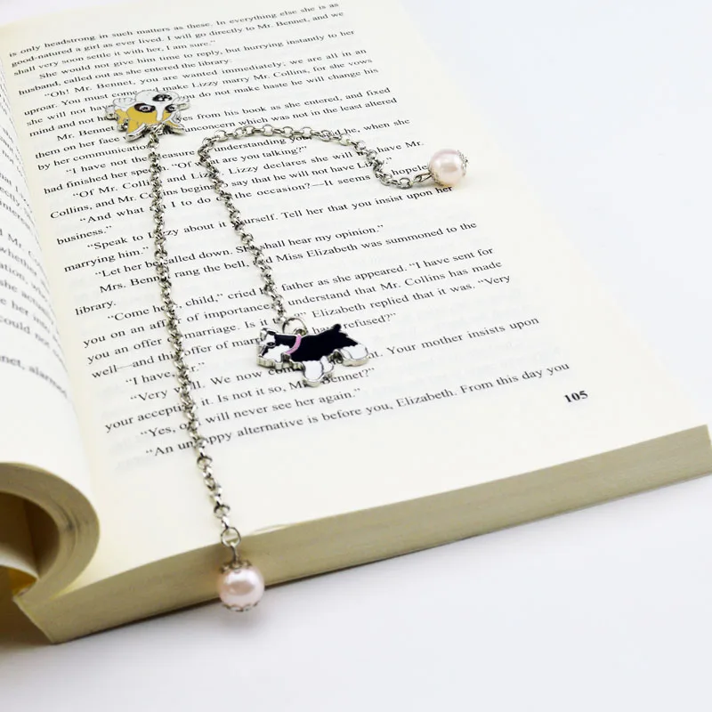 Из металла собака очарование мультфильм животных Закладка цепи Книги