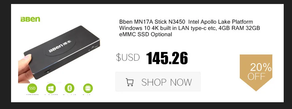 Bben Мини компьютер Mn11 Z8350 четырехъядерный Мини ПК Windows10 Lan ТВ коробка USB3.0+ 2,0 wifi настольный компьютер коробка 2 ГБ/32 ГБ