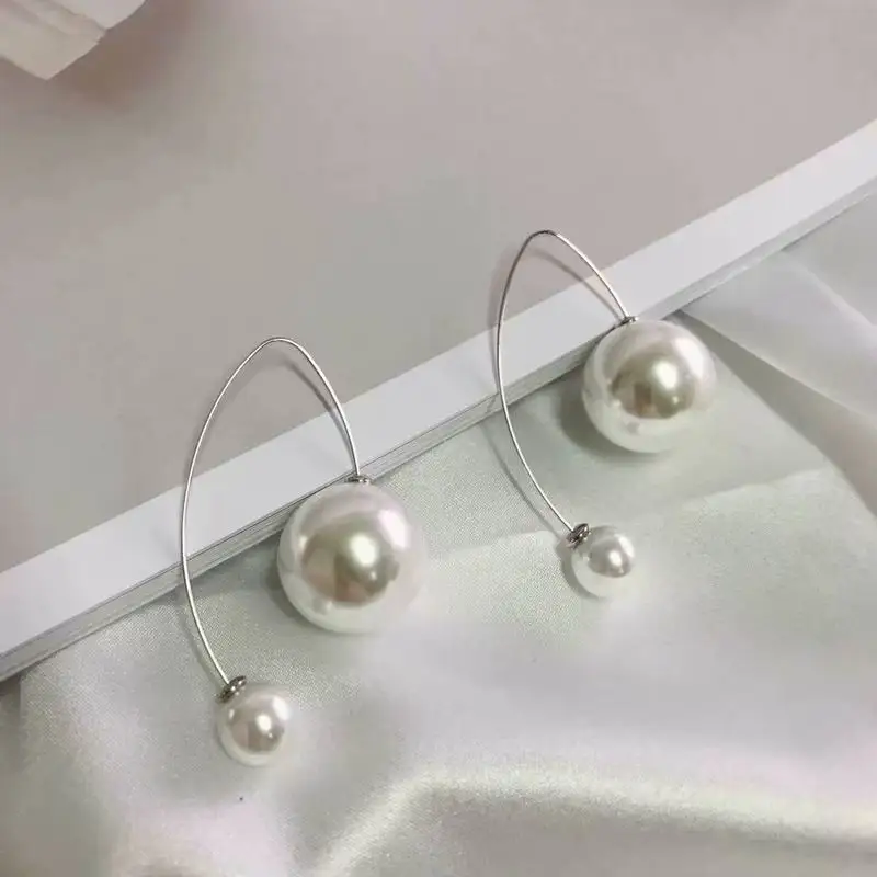 silver color Женские вечерние серьги с большим белым искусственным жемчугом, новые модные ювелирные украшения - Окраска металла: silver color