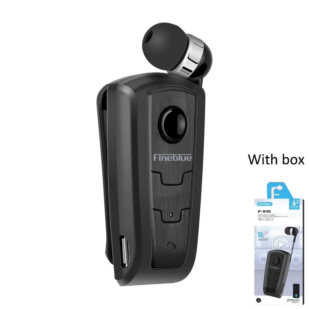 Black with box FineBlue F910 мини беспроводной Auriculares драйвер Bluetooth гарнитура звонки напоминают износ вибрации клип спортивные наушники для бега - Цвет: Black with box