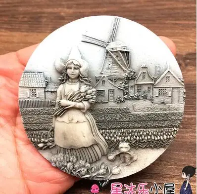 Ручной работы, расписанный в голландском стиле, с 3D магнитом на холодильник, голландский туристический сувенир в коллекцию на холодильник, магнитные наклейки