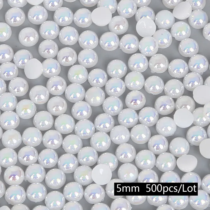 5mm 500pcs White 50-1000 шт. Мульти Размеры AB Цвета полукруглый Flatback Пластик ABS имитация жемчуг для шитья одежды DIY craft украшения - Цвет: 5mm 500pcs White