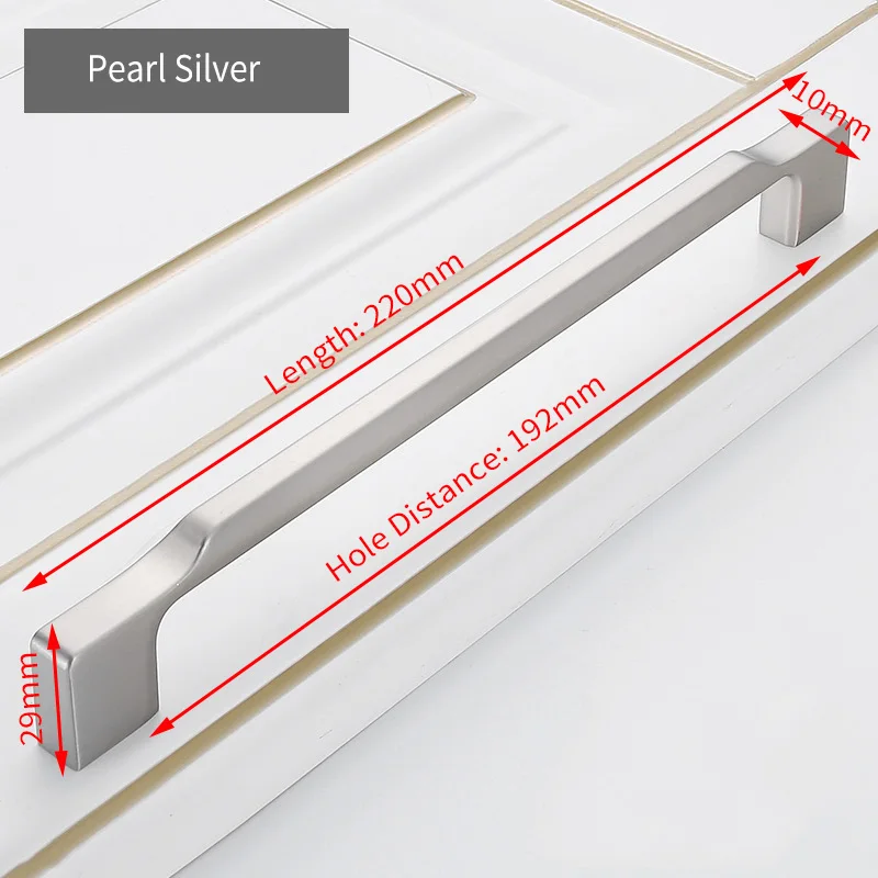 Pearl Silver 192mm KAK цинковый сплав жемчужно-серая золотая для шкафа ручки твердые ручки для ящиков кухонный шкаф двери тянет Мебельная ручка фурнитура для шкафа - Цвет: Pearl Silver 192mm